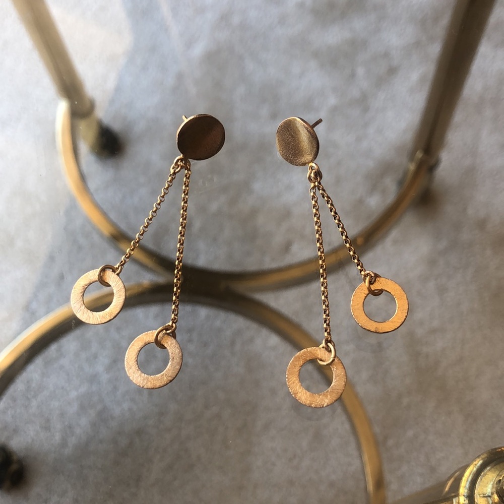 Vintage Golden Hoop Drop Costume Earrings